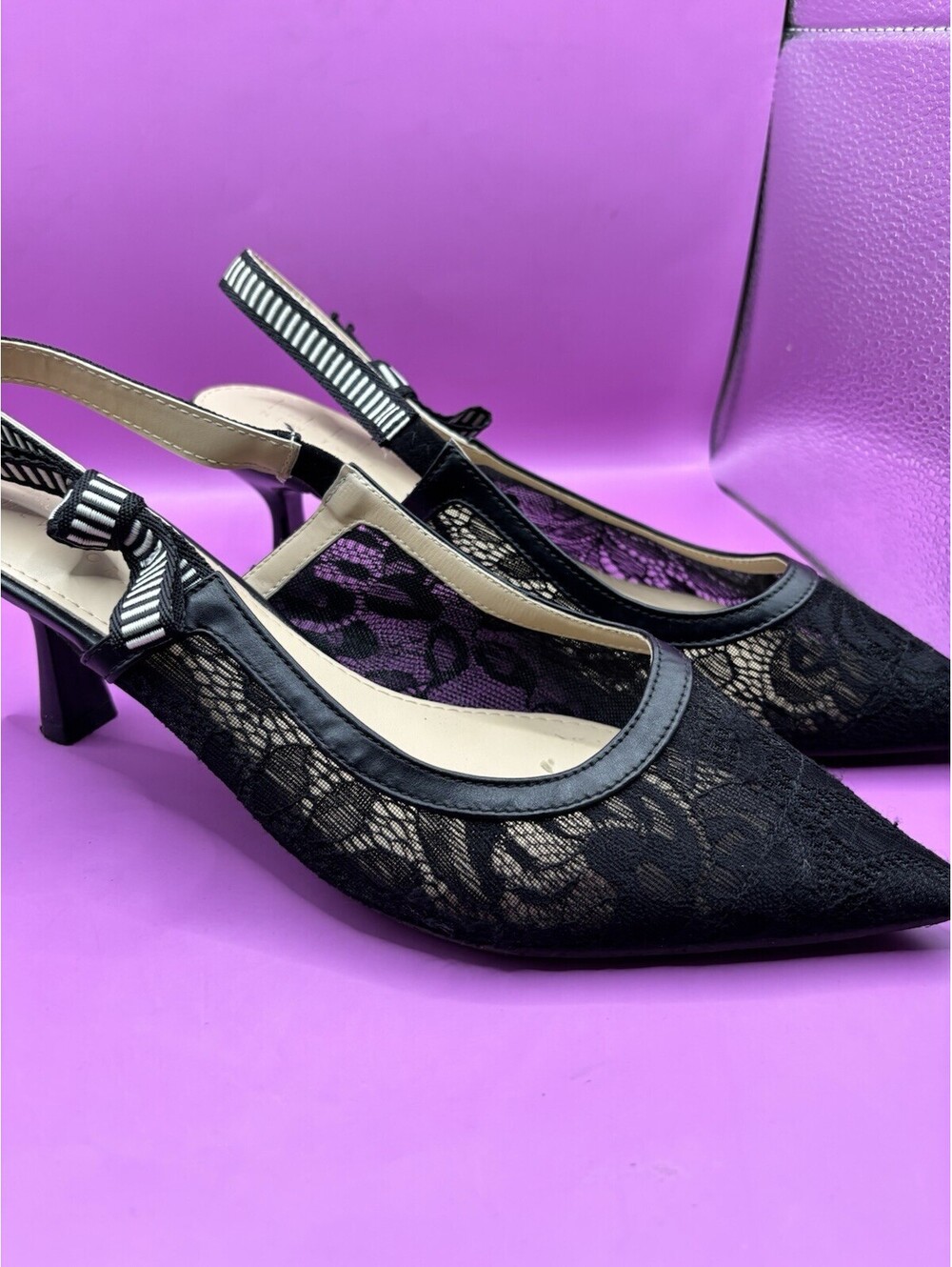 Women’s Nicole Miller New York Women’s Black Lace Slow Pump
